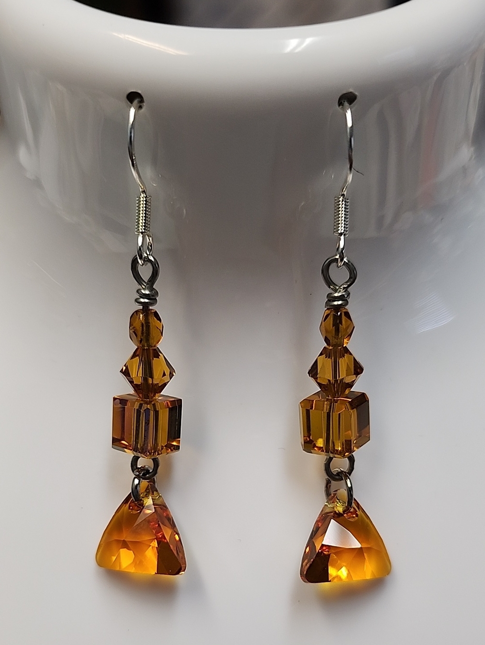 French Pierced Golden Yellow Crystal Earrings!